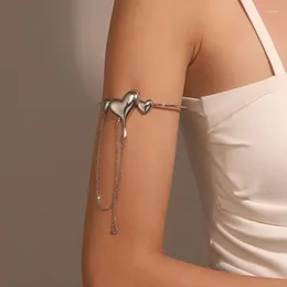 Bangle Bohemian Love Heart Charm Upper Arm Bracelet Sweet Long Chain Tassel Cuff Bracelets For Women Jewelry