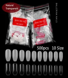 500pcs ballerina square cover full cover false nail art tips french UV gel acrylic nails tip clear natural salon diy nail art h04728234934550