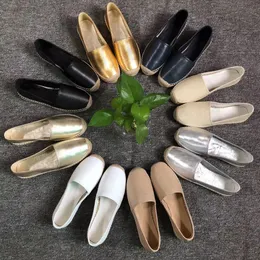 Женщины Loafer обувь Espadrilles 100% настоящий кожаный дизайнер Lambskin Summer Spring Cassandre Женский холст обувь