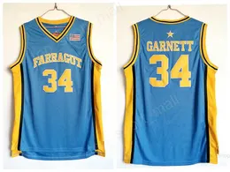 Men High School 34 Kevin Garnett Jersey Blue Team Farragut Basketball Jerseys Garnett Uniform Sport High Quality
