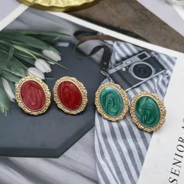 Stud Earrings Vintage Enamel Oil Painting Geometry Brincos Green Red Party Modern Girls Accessories