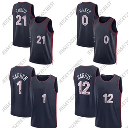 2023 24 Città Maglie da basket uomo Joel Jame 21 9 Kelly Oubre Jr. 1Harden Tyrese 3 Embiid 2 Maxey Allen 0 Iverson 20 Georges Niang Uomo Donna Gioventù XS-4XL