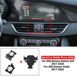 Alfa Romeo Stelvio Giulia 2017-2020 Car Styling Dashboard Air Vent Mount Bracket Cell Phone Holder Q231104のカーホルダーカー携帯電話ホルダー