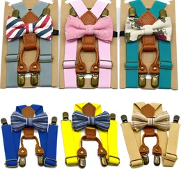 Bow Ties Soild Color Children Belt BowtiePrinted Bow Tie Set Baby Boys Suspenders Clip-on Y-Back Braces Bow Tie Elastic Kids Adjustable 231102