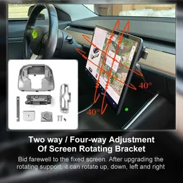 Bilhållare för Tesla Model 3 Y 2023 Tillbehör Ny central kontrollskärm Display Rotation Bracket Car GPS Navigation Holder Swivel Mount Q231104