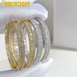 Stud buzlu bling dikdörtgen şekilli kübik zirkonya cz küpe klasik 45mm büyük daire çember kadınlar hip hop jewlery 231102