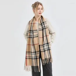 Lenços luxo inverno cashmere cachecol mulheres 2023 design quente pashmina cobertor xadrez feminino xale envolve grosso foulard bufanda