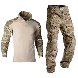 Tactical Uniform Multicam Army Combat Shirt Uniform Tactical Pants with Pads CS Mens Camouflage Suit Hunting Clothes Military Equipment