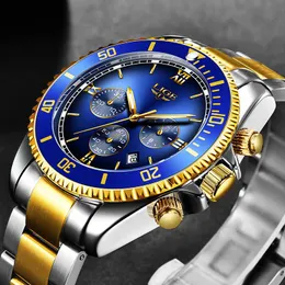 Armbandsur Montre Homme 2023 Lige Diving Fashion Mens Watches Top All Steel Sport för vattentät kvartsklocka