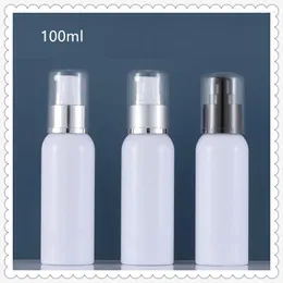 Storage Bottles High Quality 100ml White Plastic Lotion Pump Bottle Empty Shampoo Gel Container Cosmetic Packaging Black Matte Silver