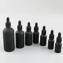 Storage Bottles 15pcs Matte Black Dropper Bottle Portable Essential Oil With Glass Eye 5ml 10 15 20 30 50 100 Ml