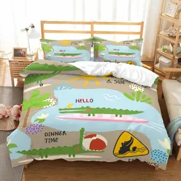 Sängkläder sätter alligatorer dubbelsäng täcke set sovrum hem textil dålig omslag jogo de cama duvetcover2pcs örngott