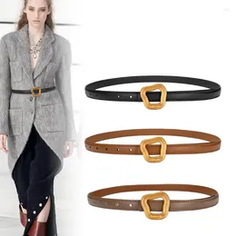 Belts Genuine Real Leather Fashion Cowhide Belt Women's Solid Color Decorative Small With Dress Windbreaker Decoration