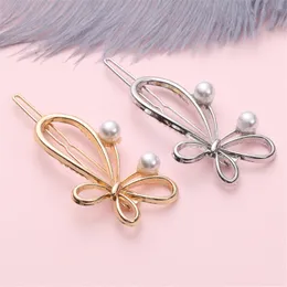 Einfache Schmetterling Perle Haarspange für Frauen Mädchen Gold Silber Farbe Haarnadel Pony Haarspangen Haarschmuck Kopfbedeckung Schmuck