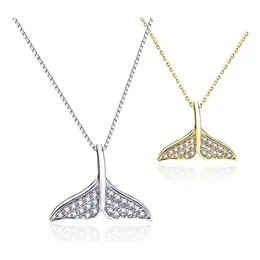 예술 및 공예 CR Jewelry S925 Sterling Sier Mermaid Tail Necklace 한국어 버전 여성용 Dolphin Pendant Drop Delivery Home Garde Dhkrg