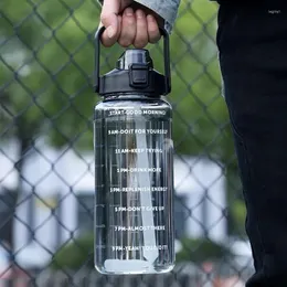 Бутылки для воды, 2-литровая бутылка с соломой, женский кувшин для девочек, портативная дорожная чашка для фитнеса и велосипеда, летний маркер для холодного времени