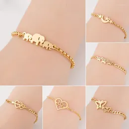 Charm Bracelets Elephant Butterfly Bangles Animal Chain Link Bracelet Female Stainless Steel For Women Accessories