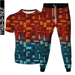 Tute da uomo Uomo Donna Abbigliamento moda Building Blocks Modello Stampa 3D Tuta da uomo donna T-shirt Top Pantaloni lunghi 2 pezzi Set Taglie forti