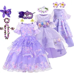 Cosplay Summer Isabela Dress Mirabel Mesh Floral Cosplay Princess Costume Baby Girl Charm Abbigliamento Dolores Carnival Party Kid Vestido 230403