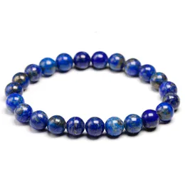 Bransoletki uroku Wysokiej jakości naturalne lapis lazuli niebieskie kamienne koraliki Bracelety dla kobiet mężczyzn rozciągają bransoletka para jogi biżuteria żeńska męska prezent 230403