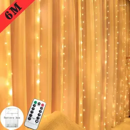 Cordas 6m LED Garland Cortina Luz 8 Modos Caixa de Bateria Controle Remoto Conto de Fadas String Casamento Natal Decoração de Casa