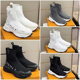 Tasarımcı Run 55 Sneakers Fashion Men Boş Zamanlar Yüksek Üstü Ayakkabı Lüks Bahar Platform Kauçuk Örgü Çorap Ayakkabı Boyutu 35-45