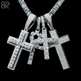 جملة VVS Moissanite Diamond Pendant Sterling Sier Jesus Cross for Necklace Men Women Gine Jewelry Charm