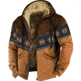 Men's Hoodies Winter Zipper Ethnic Traditional Pattern Men Women Tribal Cold Long Sleeve Sweatshirt Jacket Outerwear Clothing