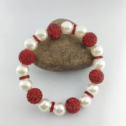 Strand Hand Made High Quality White Red Beads Elastic Cute Greek Sorority Bracelet Jewelry