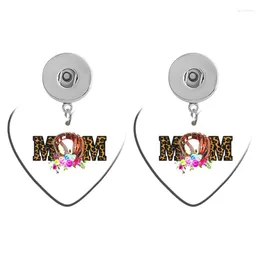 Dangle Earrings Love Mom Sunflower Happy 12mm 18mm Snap Button Heart Acrylic Earrop Ear Sust Diy Jewelry R1040