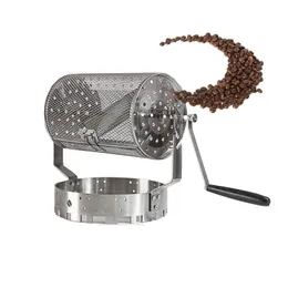 Hand cranked Bean Roaster Coffee Bean Baked Machine Beans Rosting Machine Mini Baking Maker Diy Small rostfritt stålrulle