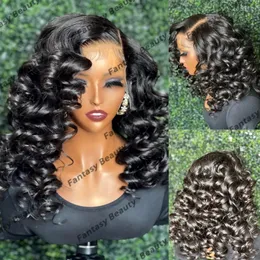 360 Lace Frontal Wigs Loose Deep Curl 100% Human Hair Wigs for Black Women Natural Hairline Glueless 200Density Jet Black T Part Wigs