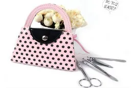 50setslot الزفاف دش مفضلات pedicure مجموعة Pink Polka Dot Pres Manicure مجموعة حفل الزفاف هدية هدية 2221655