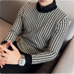 2023 marchio di abbigliamento da uomo inverno termico maglione di lavoro a maglia/maschio slim fit colletto della camicia di alta qualità falso in due pezzi pullover felpe S-4XL