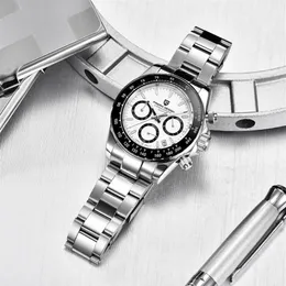 Relógio de pulso masculino com espelho de safira, relógio de pulso de quartzo para negócios, 100m à prova d'água, cronógrafo esportivo, 340x