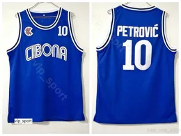 Cibona Zagreb College Drazen Petrovic Jerseys 10 Men Команда Команда Blue University Petrovic Basketball Jersey