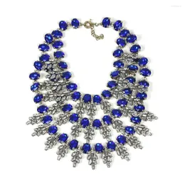 Collier ras du cou pour femmes, bijoux de luxe, grand, grand, multi-brins, grappe de cristal, déclaration, strass bleus