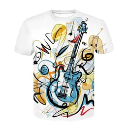 Koszulka damska gitara muzyki rockowej 3D T-shirt Letni mężczyźni/kobiety krótkoczestrogi w stylu mody sportowy sportowy oddychający topy 230403