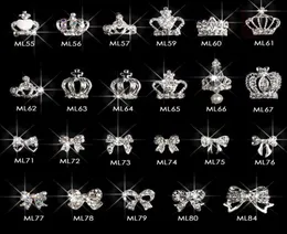 100PCS Silver Crown Bows Rhinestone Device Design Alloy 3D Diy Crown Art Art Supplies Supplies Exclues Pendant Decorations ML55849737911