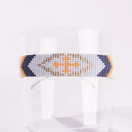 Bracciale con perline a forma di freccia, design romboidale, lavorato a mano, perline di riso, geometria semplice, marea regolabile, lavorazione a mano della Boemia