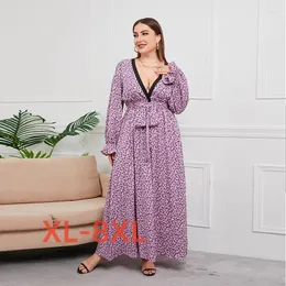 زائد الفساتين الحجم 4xl 5xl 6xl 7xl 8xl فستان شيفون كبير الأزهار أرجوحة كبيرة تنورة طويلة الأكمام