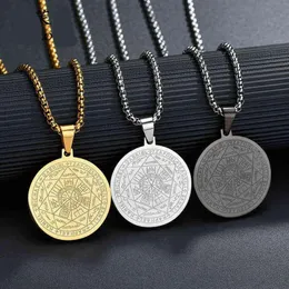 Fashion Men Necklace Solomon Seal Guarding Protection Pendant Stainless Steel The Seventh Pentacle of Mars Necklace Jewelry G1213210D