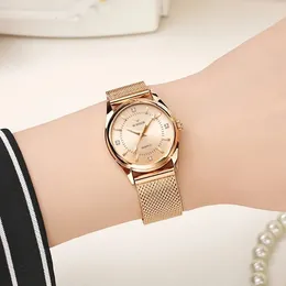Zegarki damskie marka mody wwoor marka damskie zegarki luksusowe diamentowe różowe złoto bransoletka elegancka sukienka zegarek dla dziewcząt Montre femme 230403