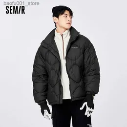 Men's Down Parkas Semir Down Jacket Men 2022 Winter New Couple Three-Proof Warm And Comfortable Trend Simple Style Bread Jacket Q231103