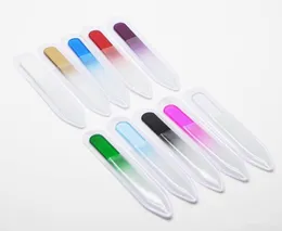 50X 35quot 9CM Glass Nail Files with plastic sleeve Durable Crystal File Nail Buffer Nail Care Colorful 5517925