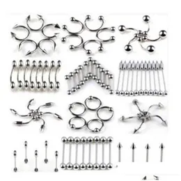 Tongue Rings 60Pcs Mix Lots Eyebrow Lip Labret Barbell Body Piercing Jewelry Fashion Belly Button Whole Price Drop Delivery Dhgarden Dhpdp