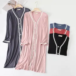 Sleep Lounge Umstandskleid Nachthemd Modal Knopf Stillnachtwäsche für Schwangere Stillen Schwangerschaftspyjama Übergröße 231102