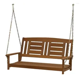 Camp Furniture Tioman Hanging Hardwood Metal Porch Swing - Brown Balcony Hammock Chair Stand