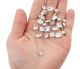 Około 10pc mieszaj kształt kryształ AB Glass Pointback Rhinestone Charms for DIY 3D Nail Manicure Decor Gems St Jlluuuv6726786