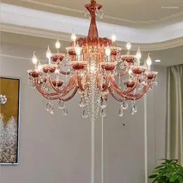 Candelabros OUFULA Estilo lujoso Lámpara colgante de cristal Vela europea Arte Sala de estar Restaurante Dormitorio Villa Araña